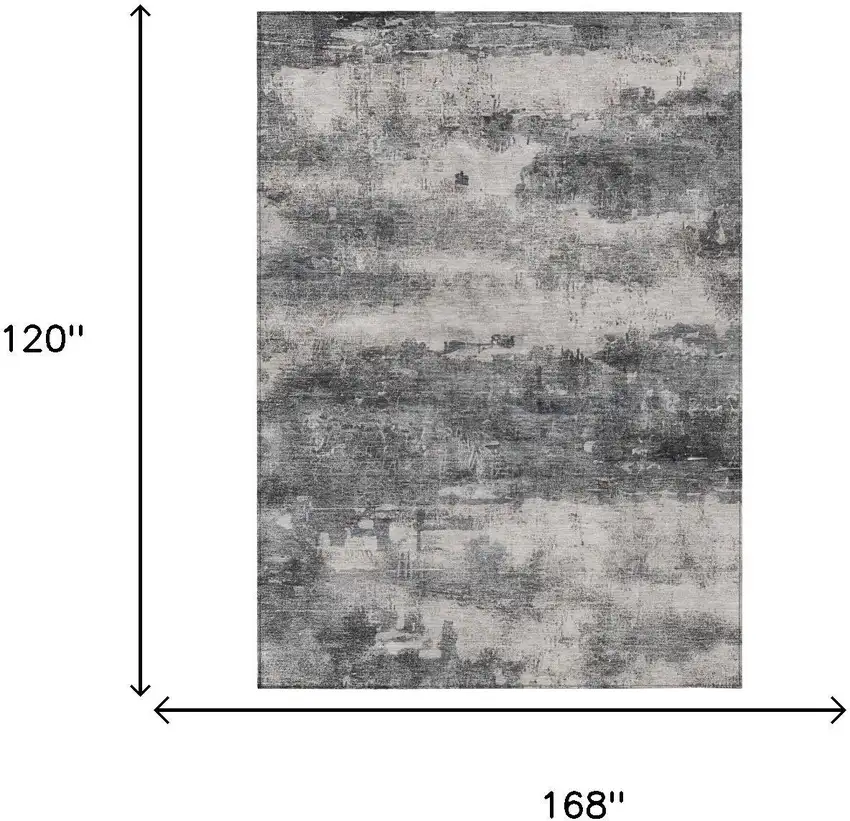 Gray And Graphite Abstract Washable Indoor Outdoor Area Rug Photo 6