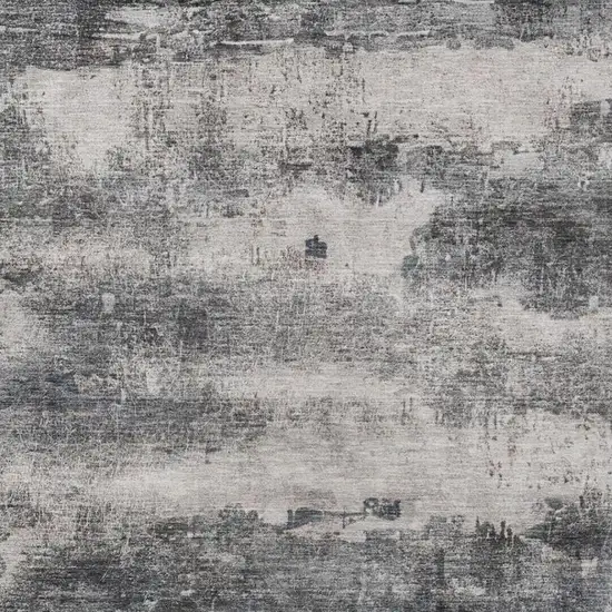 Gray And Graphite Abstract Washable Indoor Outdoor Area Rug Photo 3