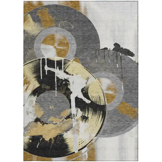 Gray And Graphite Geometric Washable Indoor Outdoor Area Rug Photo 3