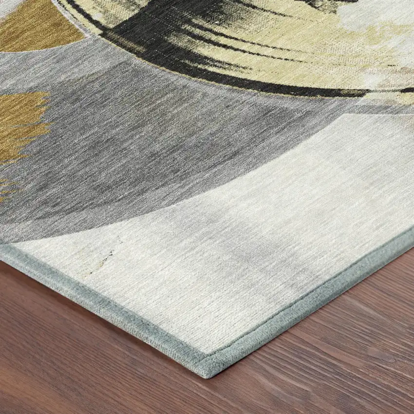 Gray And Graphite Geometric Washable Indoor Outdoor Area Rug Photo 4