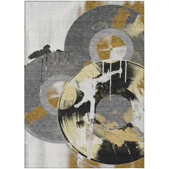 Gray And Graphite Geometric Washable Indoor Outdoor Area Rug Photo 2