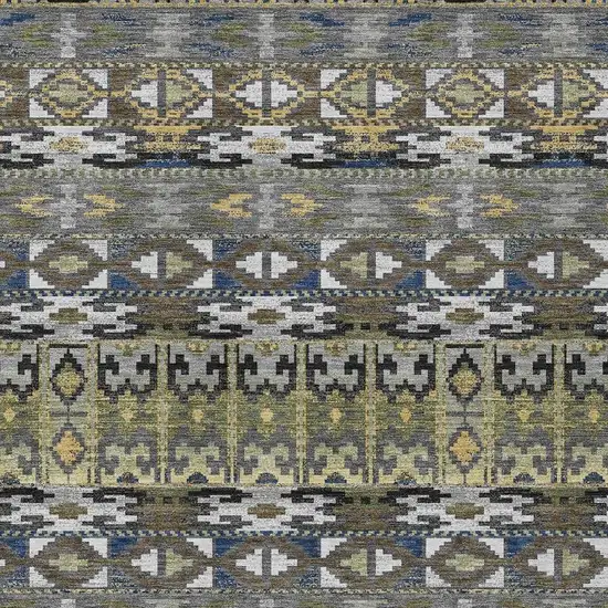Gray And Graphite Geometric Washable Indoor Outdoor Area Rug Photo 2