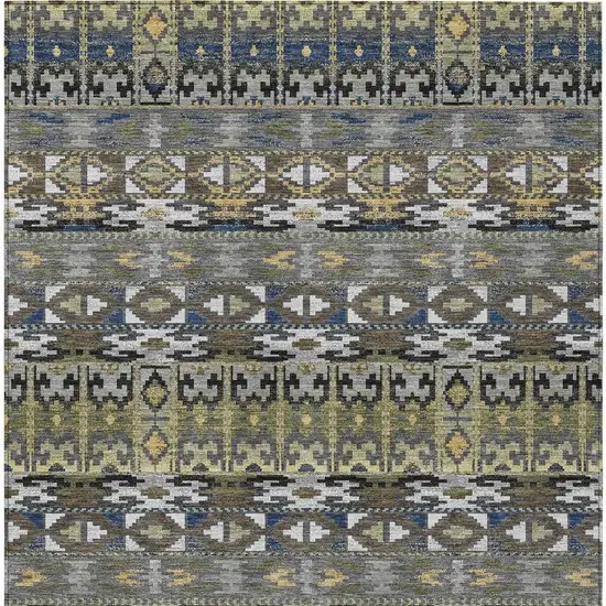 Gray And Graphite Geometric Washable Indoor Outdoor Area Rug Photo 3