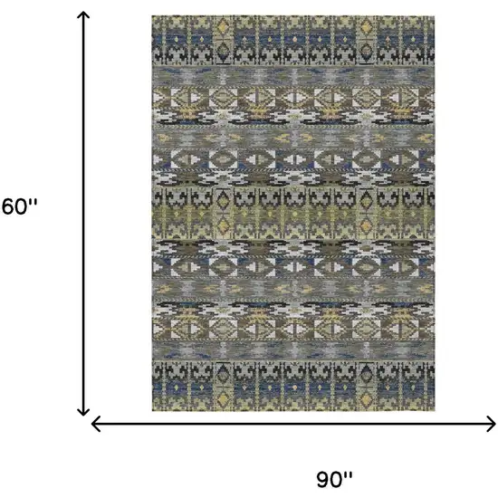 Gray And Graphite Geometric Washable Indoor Outdoor Area Rug Photo 6