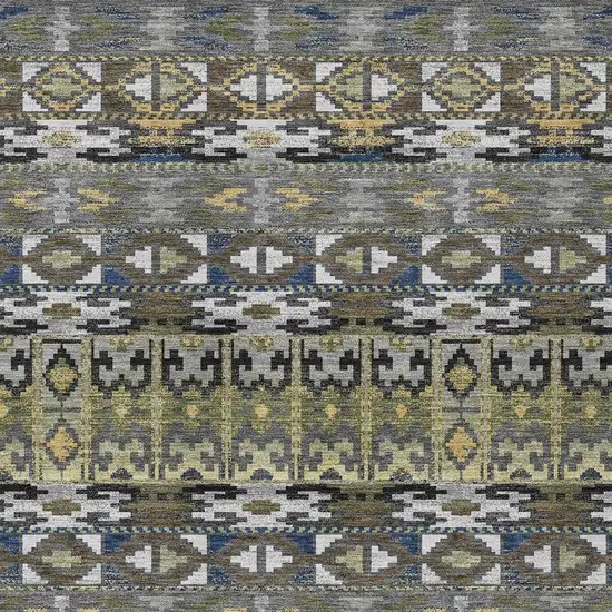 Gray And Graphite Geometric Washable Indoor Outdoor Area Rug Photo 2