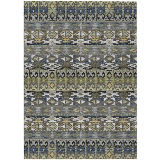 Gray And Graphite Geometric Washable Indoor Outdoor Area Rug Photo 1