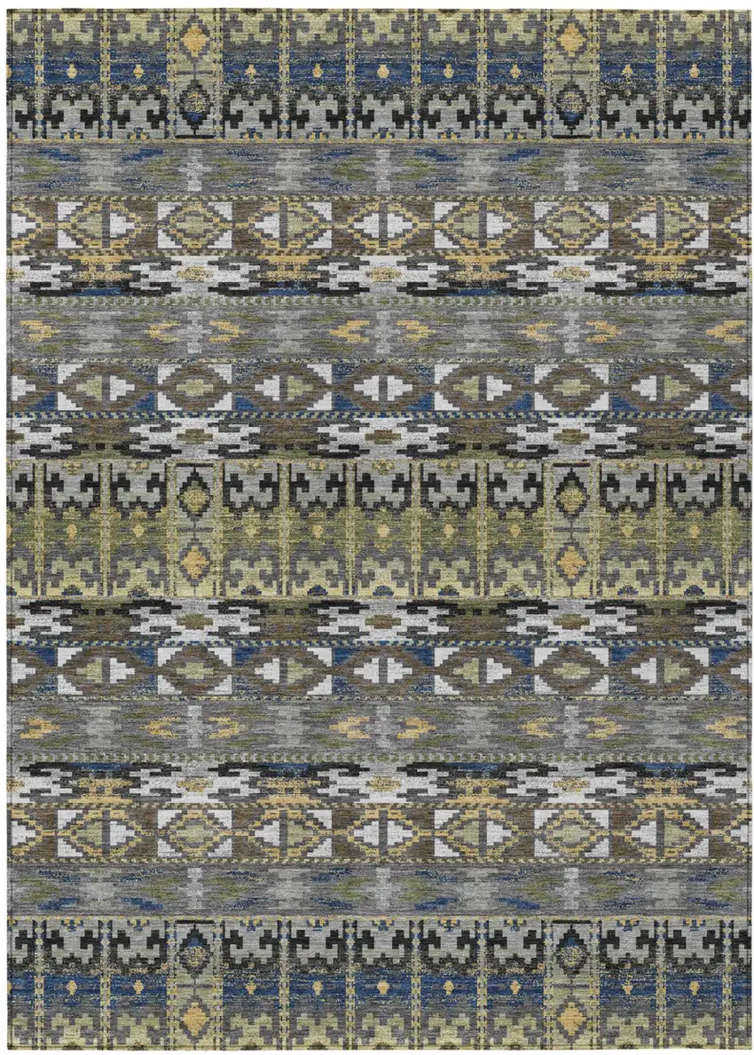 Gray And Graphite Geometric Washable Indoor Outdoor Area Rug Photo 1