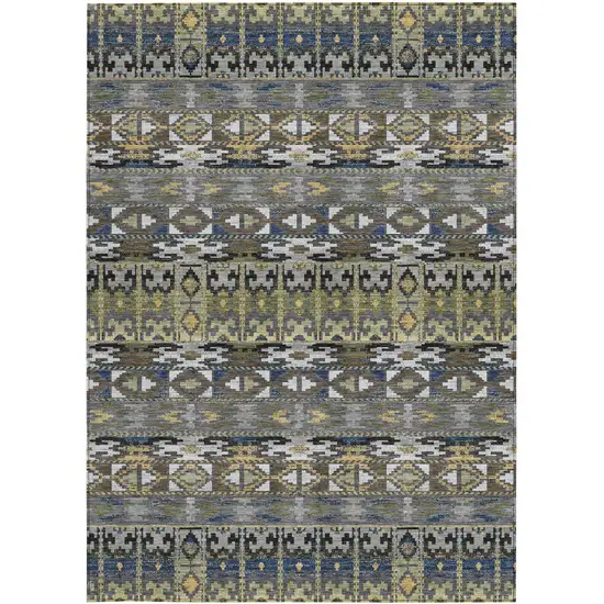 Gray And Graphite Geometric Washable Indoor Outdoor Area Rug Photo 3