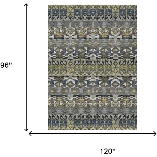 Gray And Graphite Geometric Washable Indoor Outdoor Area Rug Photo 6