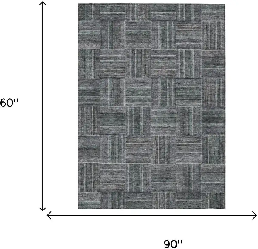 Gray And Graphite Geometric Washable Indoor Outdoor Area Rug Photo 5
