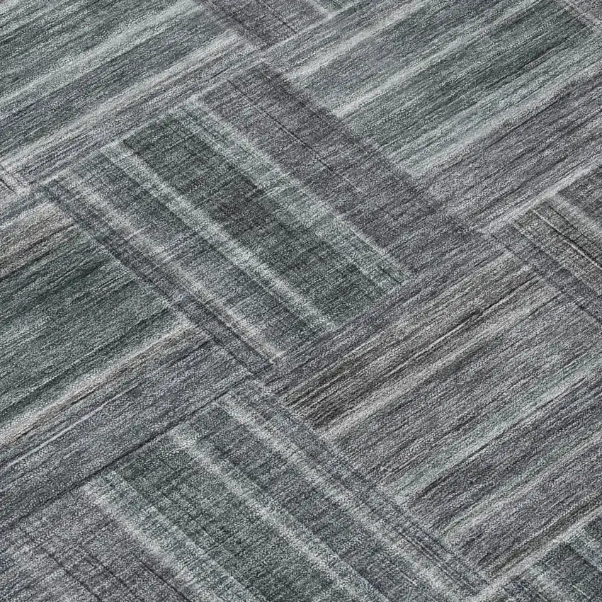 Gray And Graphite Geometric Washable Indoor Outdoor Area Rug Photo 4