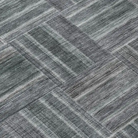 Gray And Graphite Geometric Washable Indoor Outdoor Area Rug Photo 4