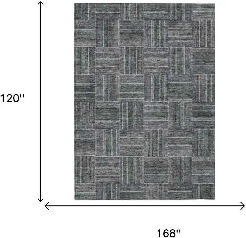 Gray And Graphite Geometric Washable Indoor Outdoor Area Rug Photo 5