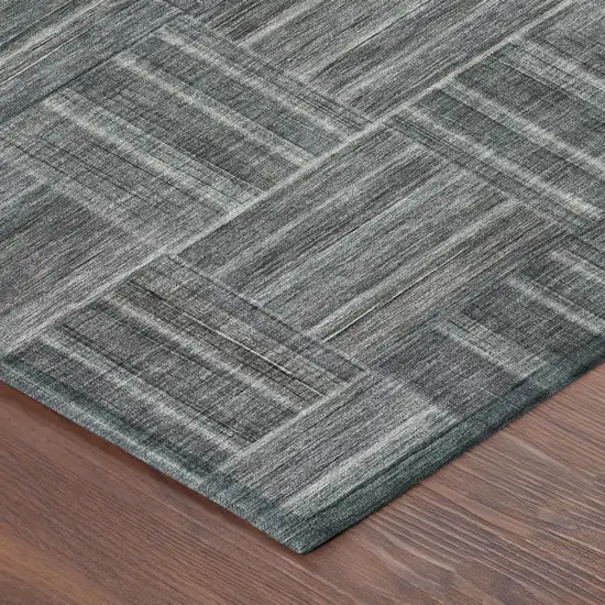 Gray And Graphite Geometric Washable Indoor Outdoor Area Rug Photo 3