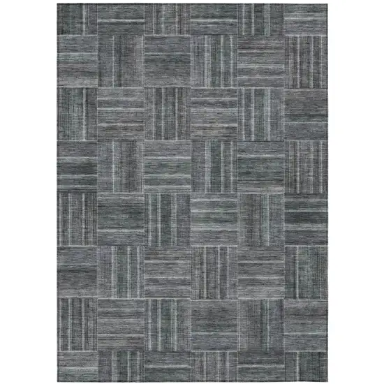 Gray And Graphite Geometric Washable Indoor Outdoor Area Rug Photo 2