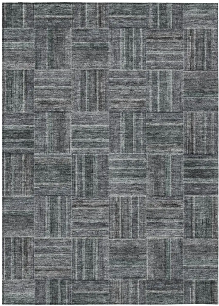 Gray And Graphite Geometric Washable Indoor Outdoor Area Rug Photo 2