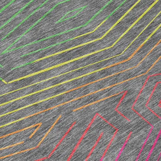 Gray And Graphite Geometric Washable Indoor Outdoor Area Rug Photo 4