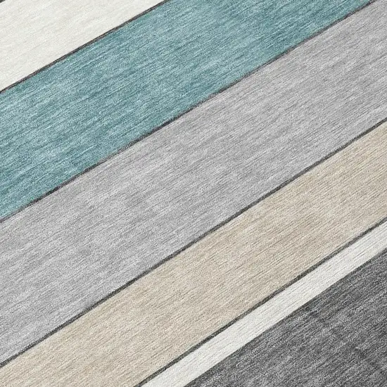 Gray And Graphite Geometric Washable Indoor Outdoor Area Rug Photo 4