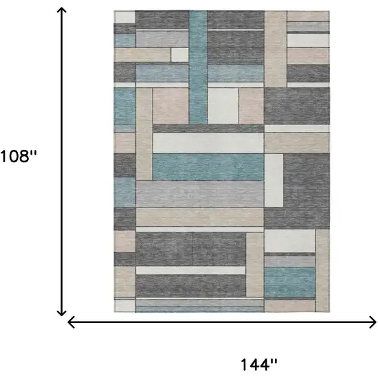 Gray And Graphite Geometric Washable Indoor Outdoor Area Rug Photo 5