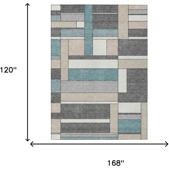 Gray And Graphite Geometric Washable Indoor Outdoor Area Rug Photo 5