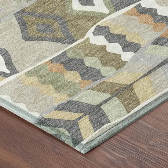 Gray And Graphite Geometric Washable Indoor Outdoor Area Rug Photo 3