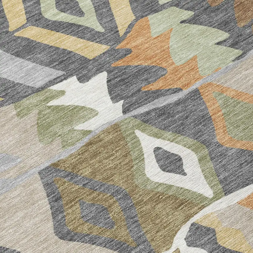 Gray And Graphite Geometric Washable Indoor Outdoor Area Rug Photo 4
