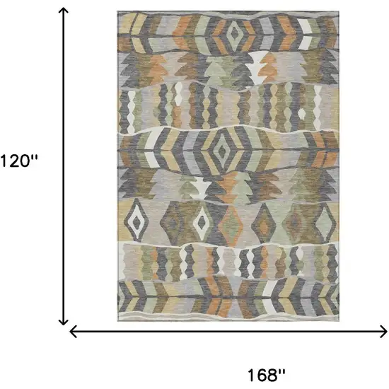 Gray And Graphite Geometric Washable Indoor Outdoor Area Rug Photo 5