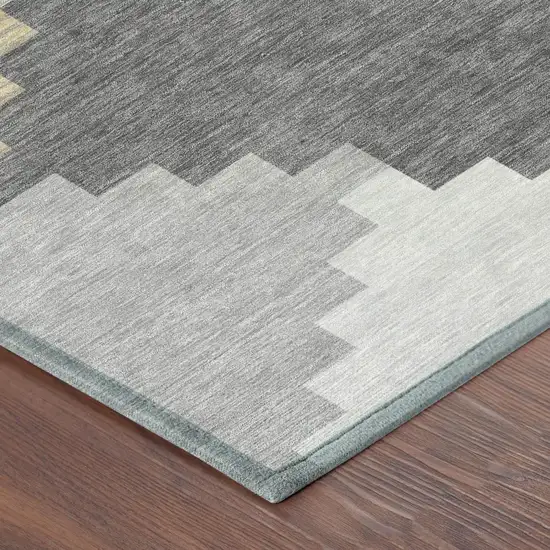 Gray And Graphite Geometric Washable Indoor Outdoor Area Rug Photo 3