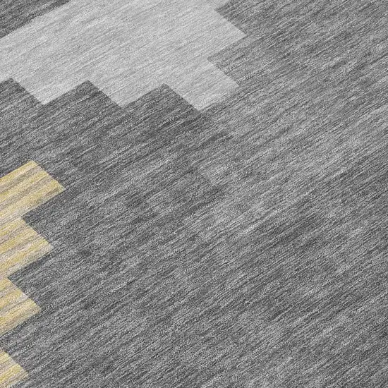 Gray And Graphite Geometric Washable Indoor Outdoor Area Rug Photo 4
