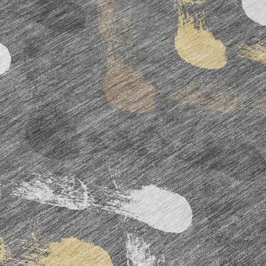 Gray And Graphite Geometric Washable Indoor Outdoor Area Rug Photo 5