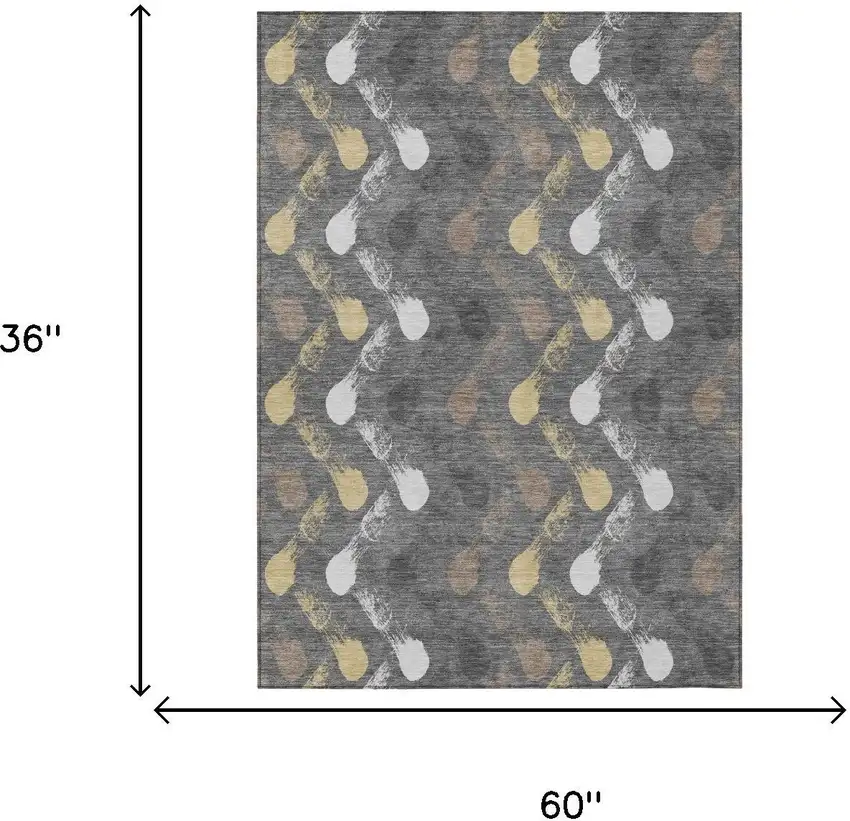 Gray And Graphite Geometric Washable Indoor Outdoor Area Rug Photo 6