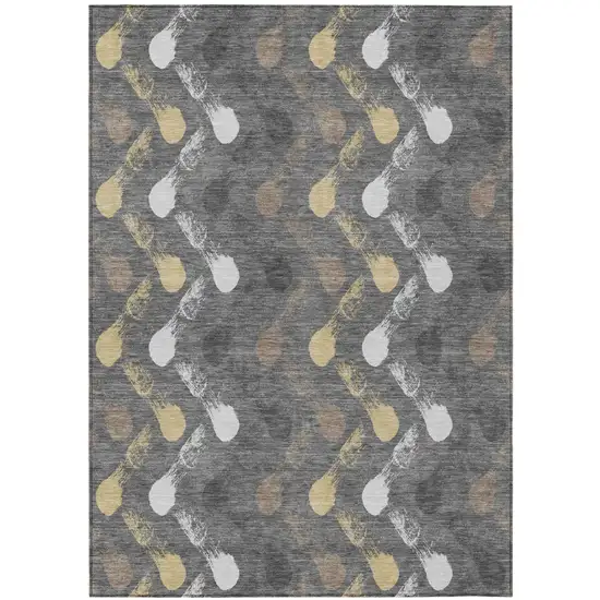 Gray And Graphite Geometric Washable Indoor Outdoor Area Rug Photo 1