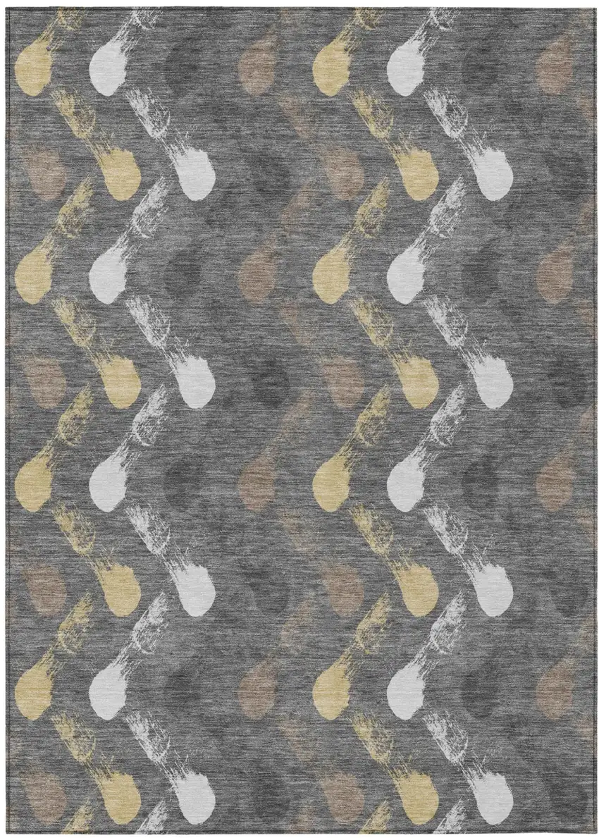 Gray And Graphite Geometric Washable Indoor Outdoor Area Rug Photo 1