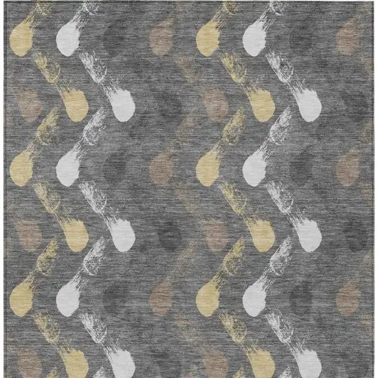 Gray And Graphite Geometric Washable Indoor Outdoor Area Rug Photo 3