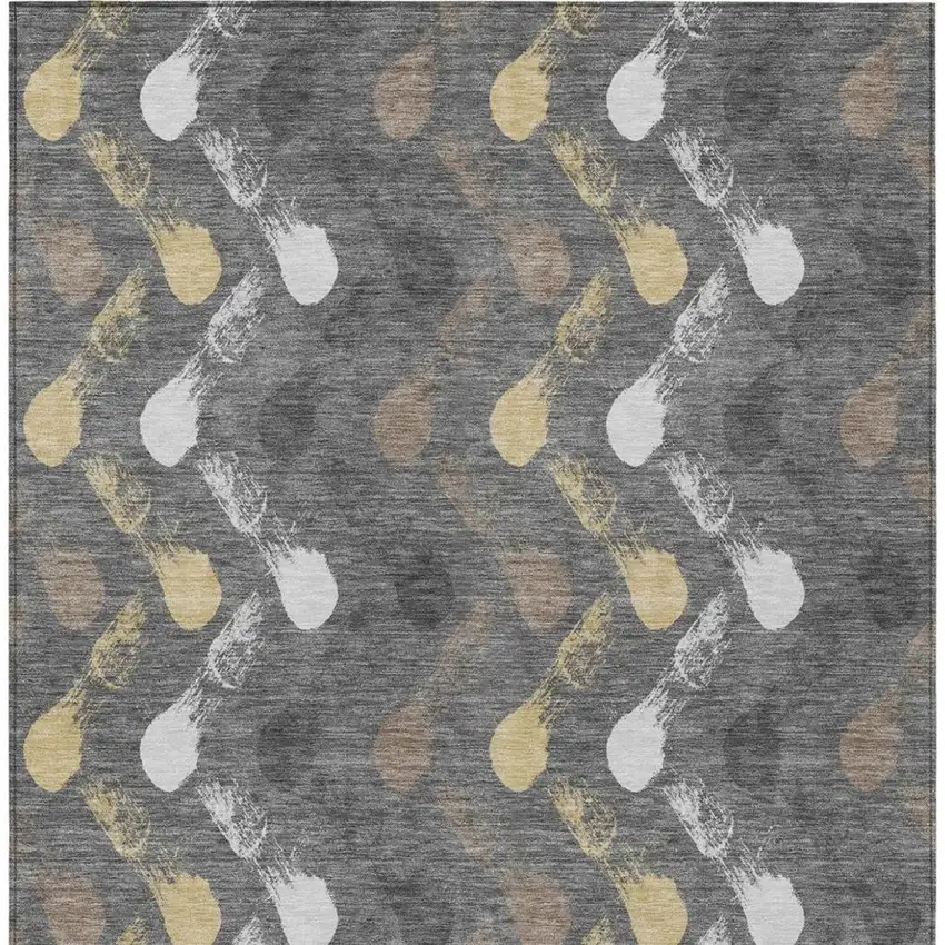 Gray And Graphite Geometric Washable Indoor Outdoor Area Rug Photo 3
