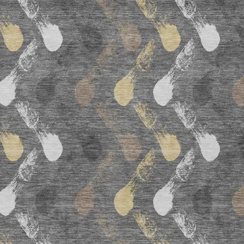 Gray And Graphite Geometric Washable Indoor Outdoor Area Rug Photo 2