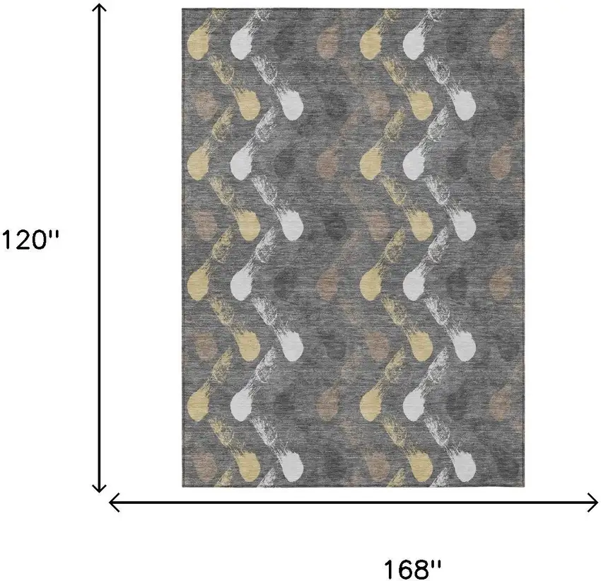 Gray And Graphite Geometric Washable Indoor Outdoor Area Rug Photo 6