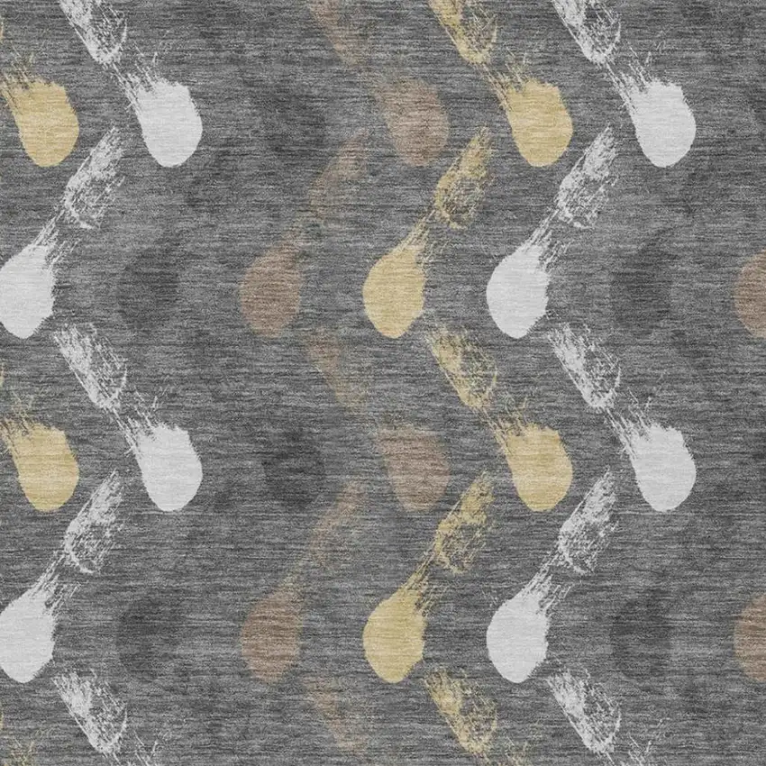Gray And Graphite Geometric Washable Indoor Outdoor Area Rug Photo 2