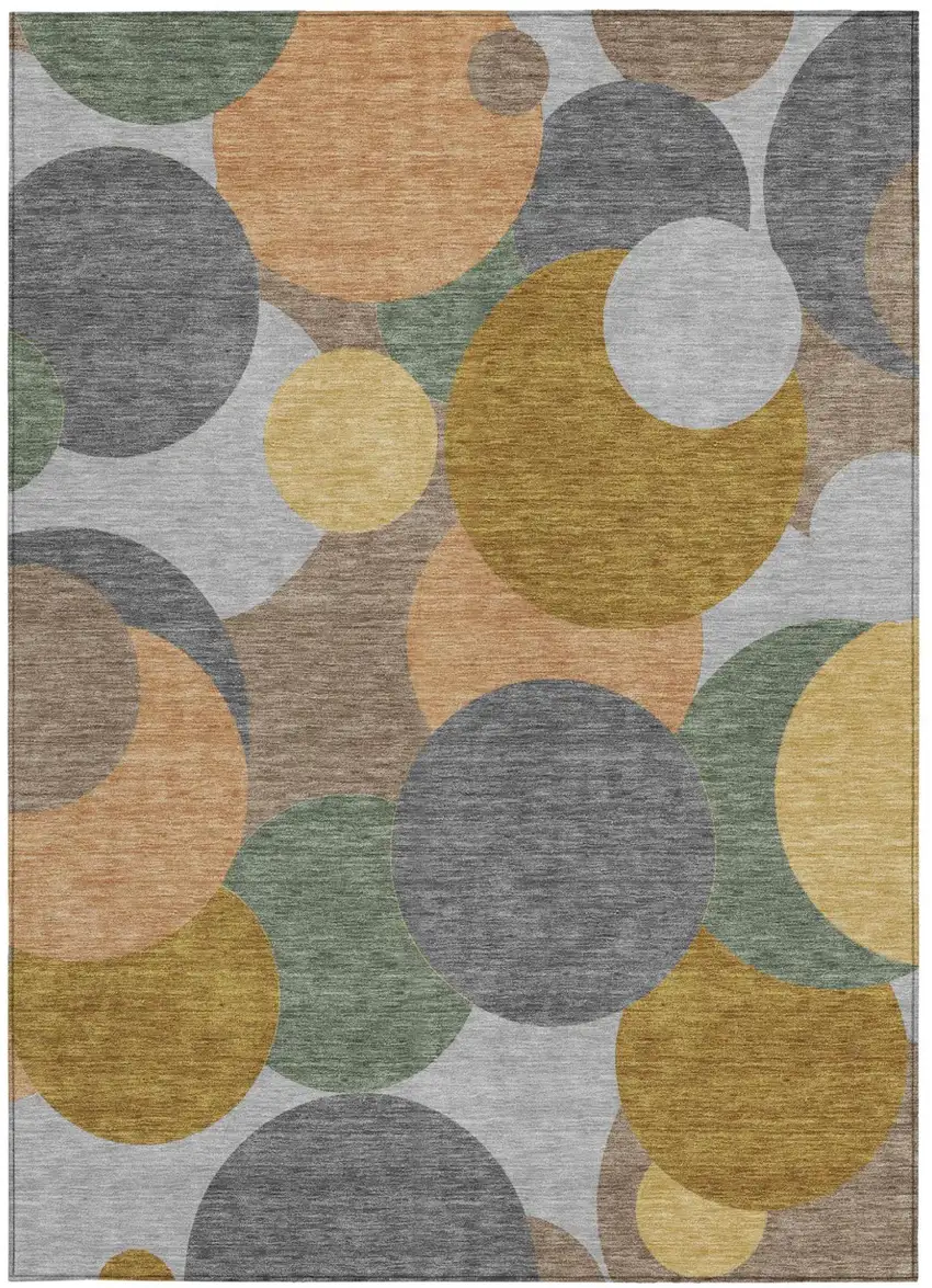 Gray And Graphite Geometric Washable Indoor Outdoor Area Rug Photo 3