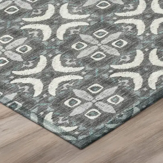 Gray And Graphite Geometric Washable Indoor Outdoor Area Rug Photo 4