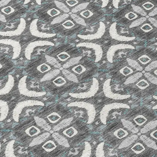 Gray And Graphite Geometric Washable Indoor Outdoor Area Rug Photo 5