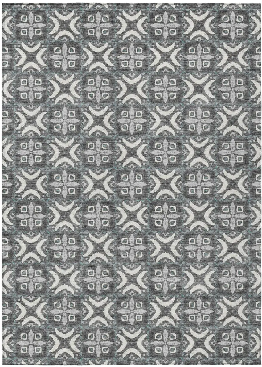 Gray And Graphite Geometric Washable Indoor Outdoor Area Rug Photo 2