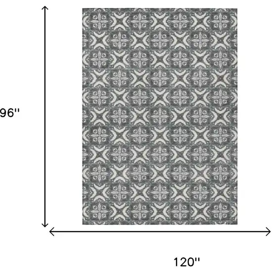 Gray And Graphite Geometric Washable Indoor Outdoor Area Rug Photo 6