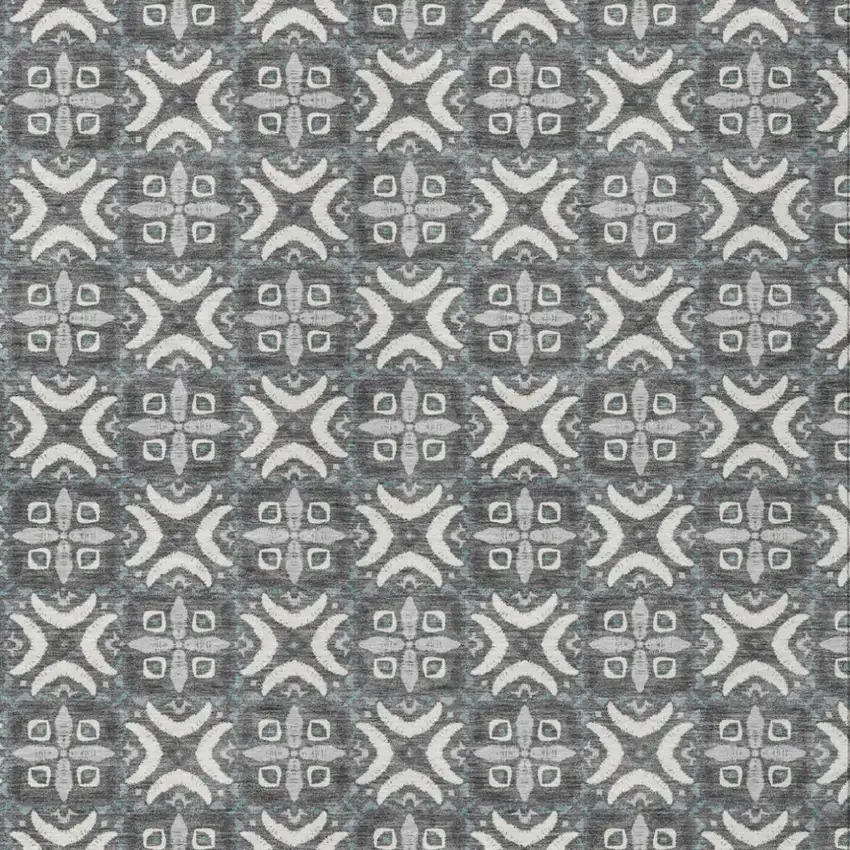 Gray And Graphite Geometric Washable Indoor Outdoor Area Rug Photo 2