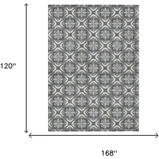 Gray And Graphite Geometric Washable Indoor Outdoor Area Rug Photo 6