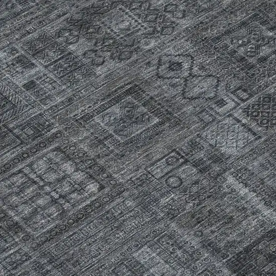 Gray And Graphite Oriental Washable Indoor Outdoor Area Rug Photo 4