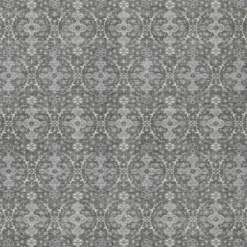 Gray And Graphite Oriental Washable Indoor Outdoor Area Rug Photo 1