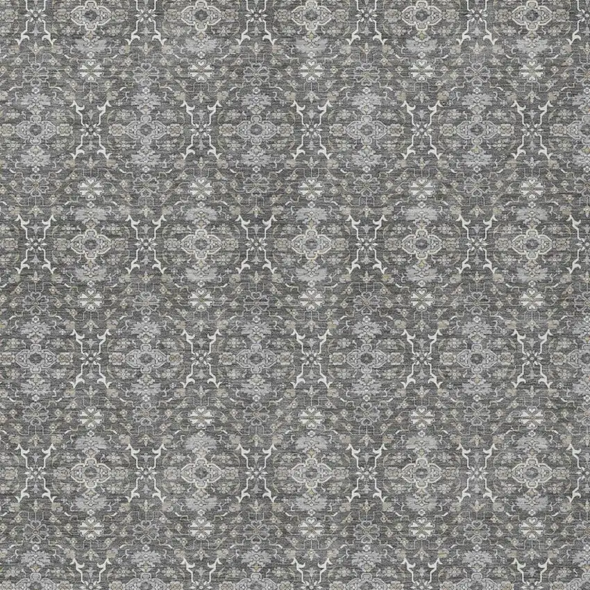 Gray And Graphite Oriental Washable Indoor Outdoor Area Rug Photo 2