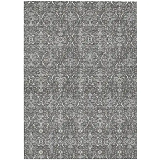 Gray And Graphite Oriental Washable Indoor Outdoor Area Rug Photo 2