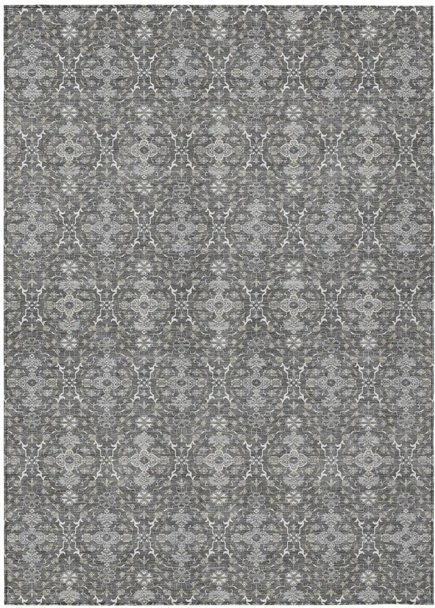 Gray And Graphite Oriental Washable Indoor Outdoor Area Rug Photo 2